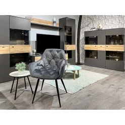 Colonne vitrine 1 porte ouverture droite décor bois et gris - MARBELLA