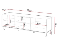 Come - meuble TV - effet bois - 2 portes et 2 niches - 150 cm - Best Mobilier