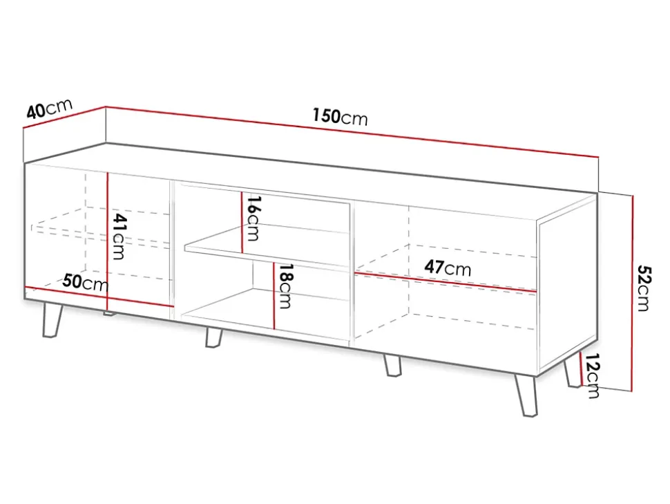 Come - meuble TV - effet bois - 2 portes et 2 niches - 150 cm - Best Mobilier