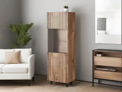 Come - vitrine - effet bois - 1 porte - 60x182 cm - Best Mobilier