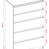 Commode : 5 tiroirs, cachemire, 40 x 109,5 x 70 cm