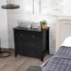 Commode à 3 Tiroirs, Meuble de Rangement 3 Tiroirs,avec Double Poignée,Charge 100 kg, pour Chambre, Salon, 71 x 46 x 66 cm (Noir)