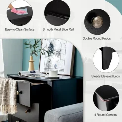 Commode à 3 Tiroirs, Meuble de Rangement 3 Tiroirs,avec Double Poignée,Charge 100 kg, pour Chambre, Salon, 71 x 46 x 66 cm (Noir)