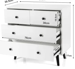 Commode à 4 Tiroirs Meuble de Rangement avec Dispositif Anti basculement 4 Tiroirs en Bois Chambre à Coucher Naturel