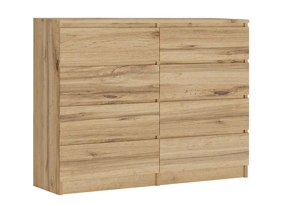 Commode 120 Cm Avec 8 Tiroirs, Chêne Wotan, 120 X 101 X 39 Cm