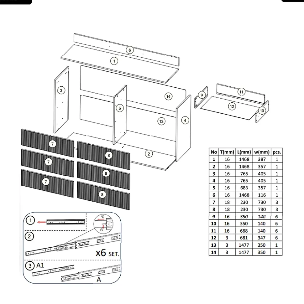 Commode - L.150 x H.92 x P.41 - ADELA
