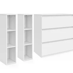 Commode à langer évolutive AMBRE blanc 3 tiroirs table à langer et 2 étagères amovibles