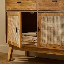 Commode 2 portes en rotin et 2 tiroirs L90 cm - ALIA
