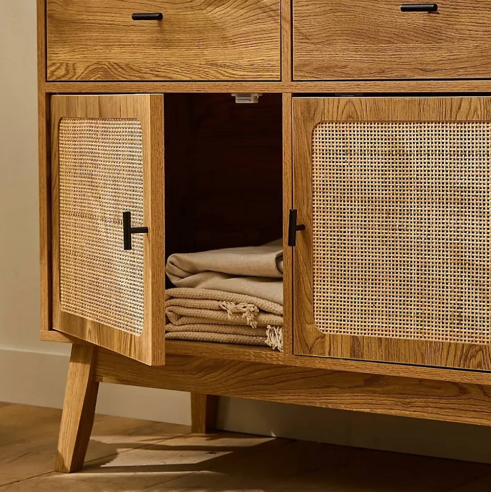 Commode 2 portes en rotin et 2 tiroirs L90 cm - ALIA