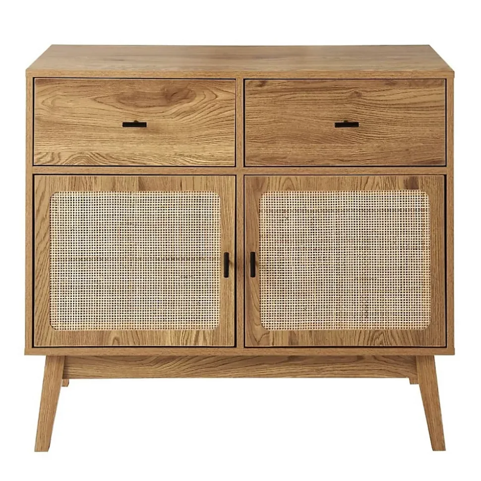 Commode 2 portes en rotin et 2 tiroirs L90 cm - ALIA
