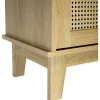 Commode 2 portes et 3 étagères cannage bois naturel 80 x 34 x 96 cm