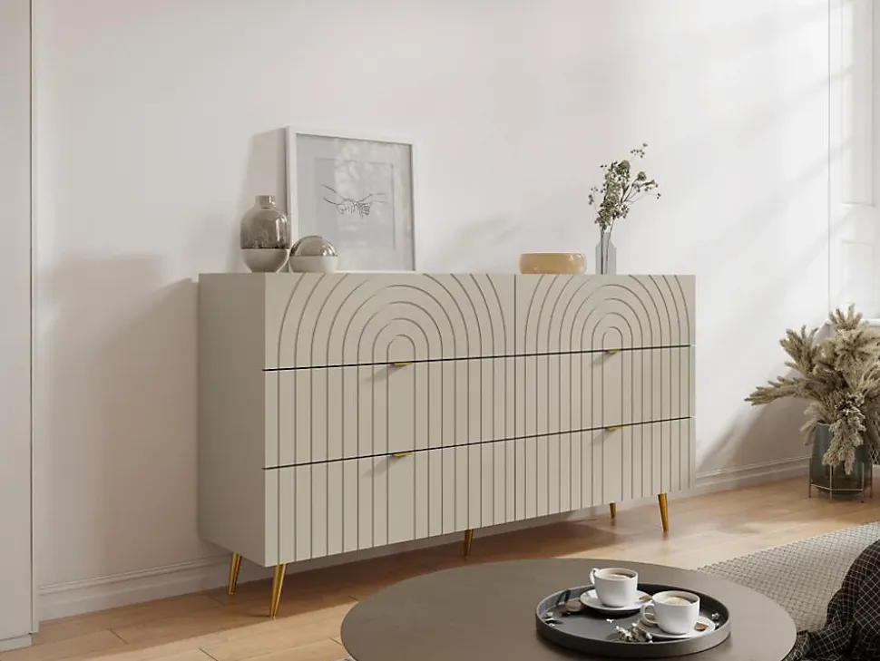 Commode 6 tiroirs - Beige - NORSIM