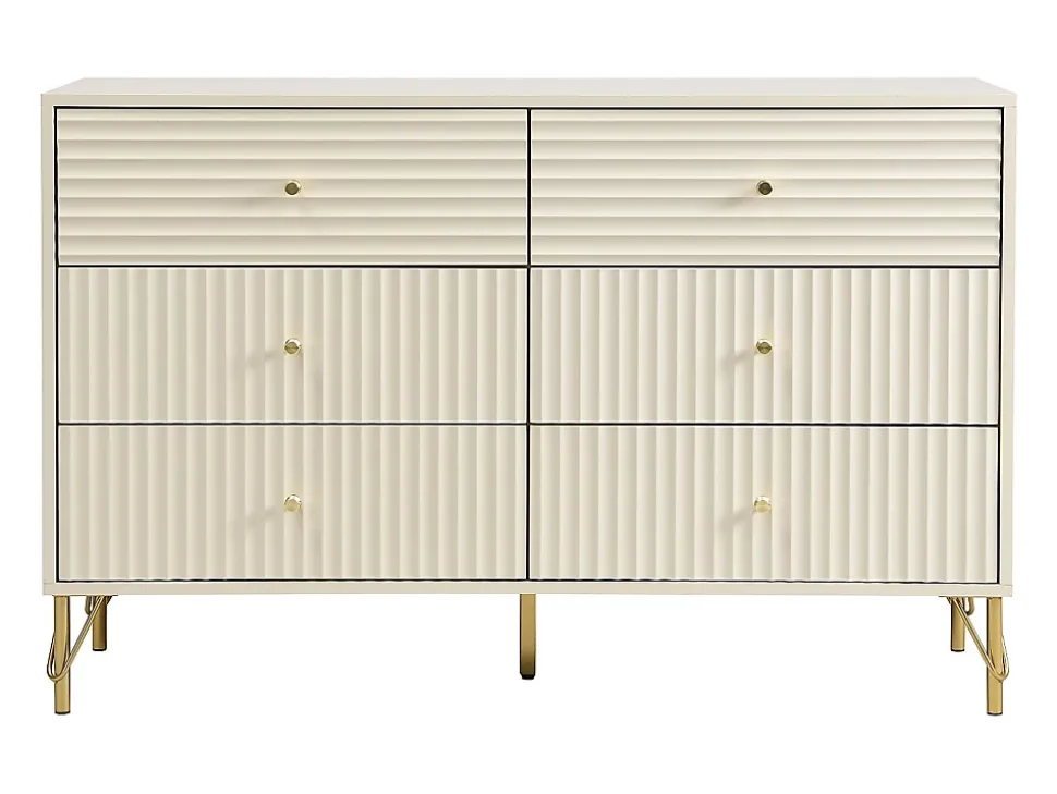 Commode 6 tiroirs - Beige - LOUREO