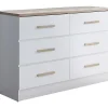 Commode 6 tiroirs - Blanc et naturel - SKAIDO