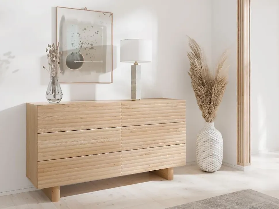 Commode 6 tiroirs - MDF - Coloris : Naturel - LUDIMA