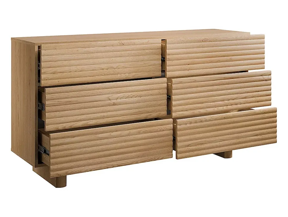 Commode 6 tiroirs - MDF - Coloris : Naturel - LUDIMA