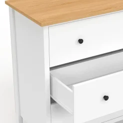 Commode 3 tiroirs ACHILLE 80 cm bois blanc plateau bois