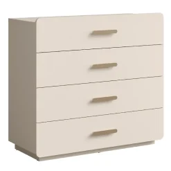 Commode 4 tiroirs AMALIE Coloris beige sable L100 x H93 x P42 cm Finition élégante et formes douces