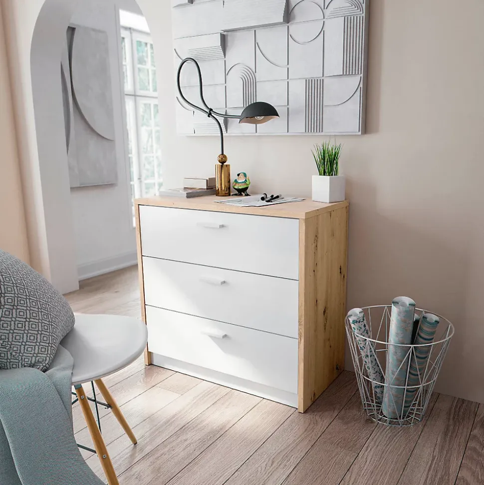 Commode 3 tiroirs avec bureau extensible L81 à 130 cm - KOMMO