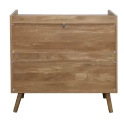Commode 3 tiroirs avec façades en rotin naturel L80 cm - PALMO