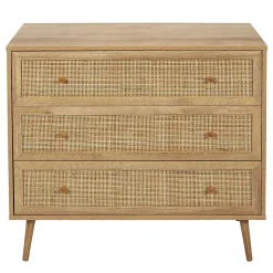 Commode 3 tiroirs Bali en cannage et panneaux de particules