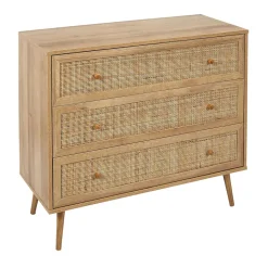 Commode 3 tiroirs Bali en cannage et panneaux de particules