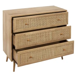 Commode 3 tiroirs Bali en cannage et panneaux de particules