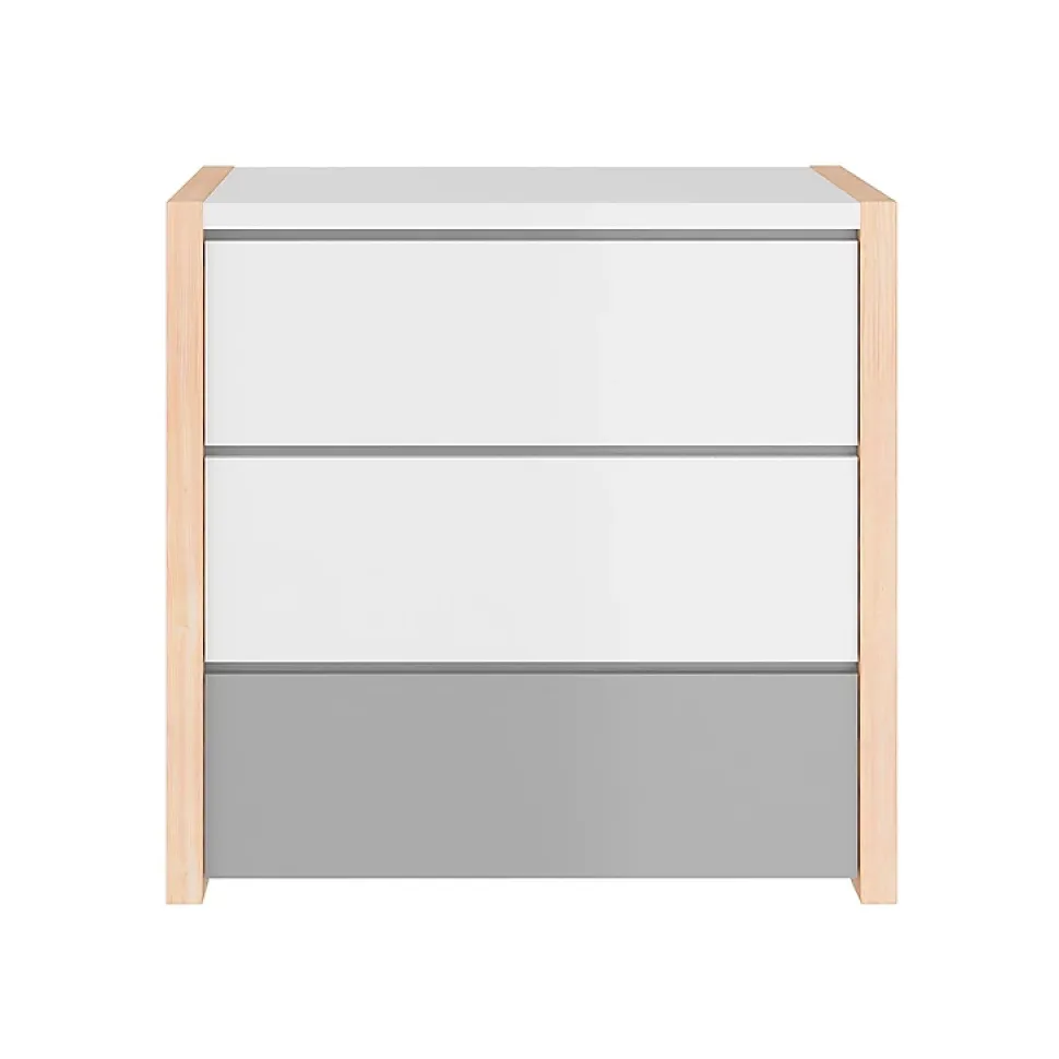 Commode 3 tiroirs Bellamy Pinette Blanc et gris