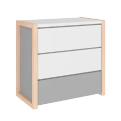 Commode 3 tiroirs Bellamy Pinette Blanc et gris