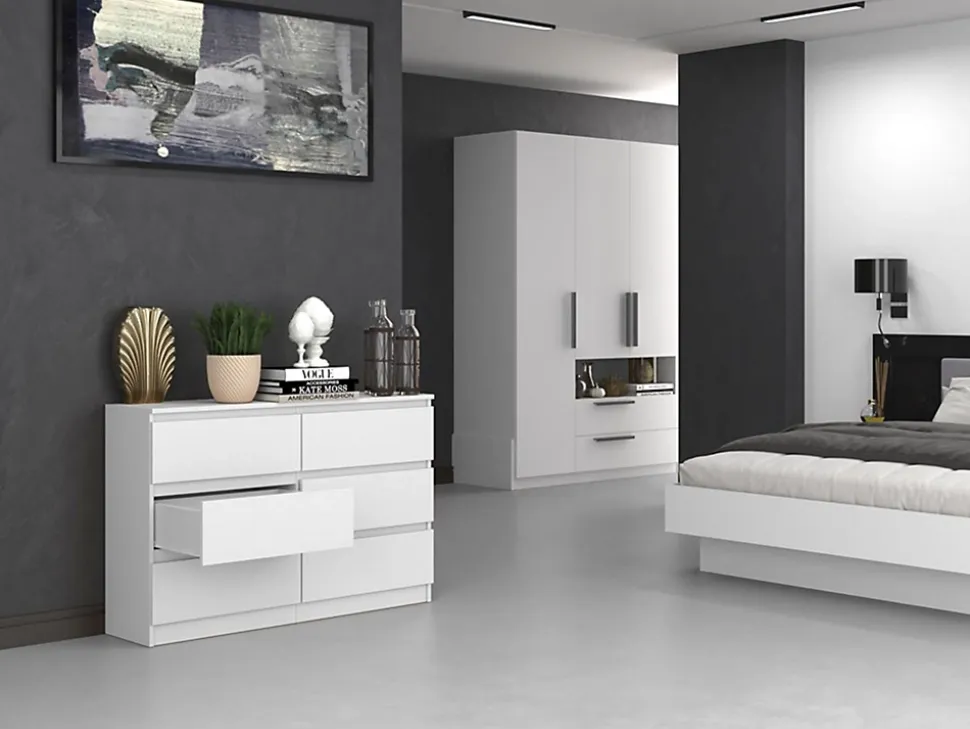 Commode 6 tiroirs blanc 120 cm MALWA