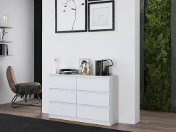 Commode 6 tiroirs blanc 120 cm MALWA