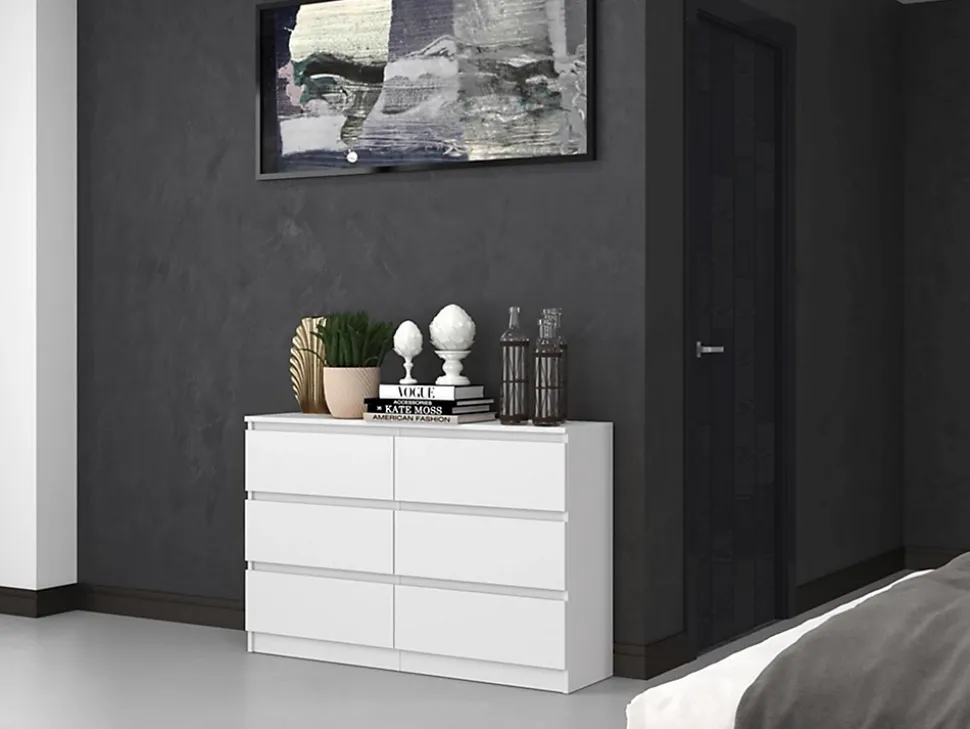 Commode 6 tiroirs blanc 120 cm MALWA
