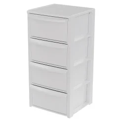 Commode 4 tiroirs Blanc - Meuble de Rangement Chambre Bureau Buanderie 39 x 38.5 x H 80.5 cm Art Plast