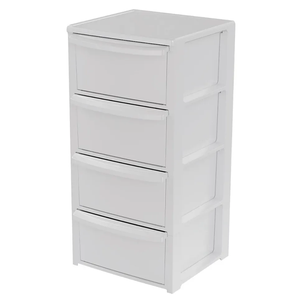 Commode 4 tiroirs Blanc - Meuble de Rangement Chambre Bureau Buanderie 39 x 38.5 x H 80.5 cm Art Plast
