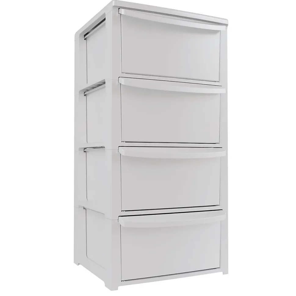 Commode 4 tiroirs Blanc - Meuble de Rangement Chambre Bureau Buanderie 39 x 38.5 x H 80.5 cm Art Plast