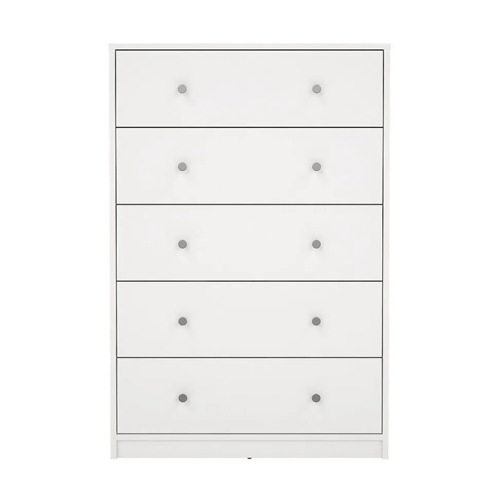 Commode 5 tiroirs blanc H108 cm - LISE