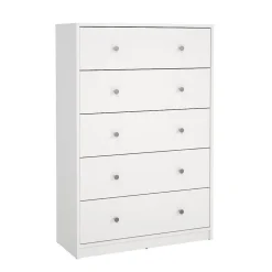 Commode 5 tiroirs blanc H108 cm - LISE
