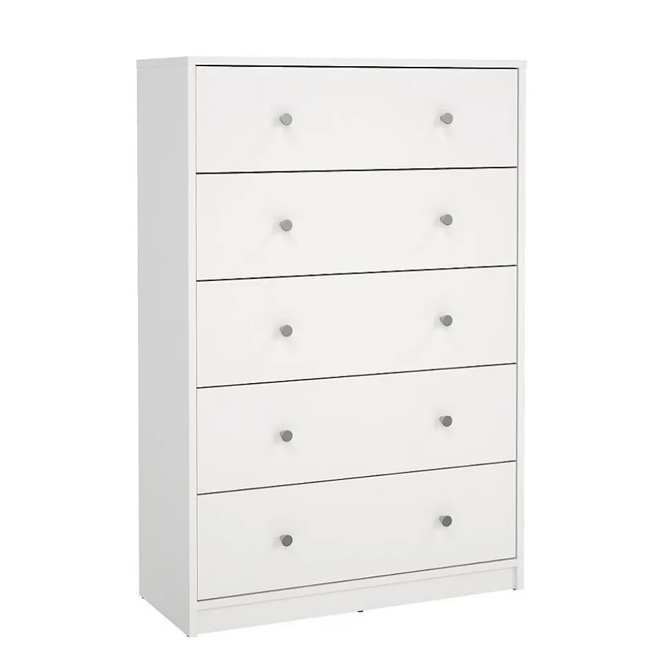 Commode 5 tiroirs blanc H108 cm - LISE