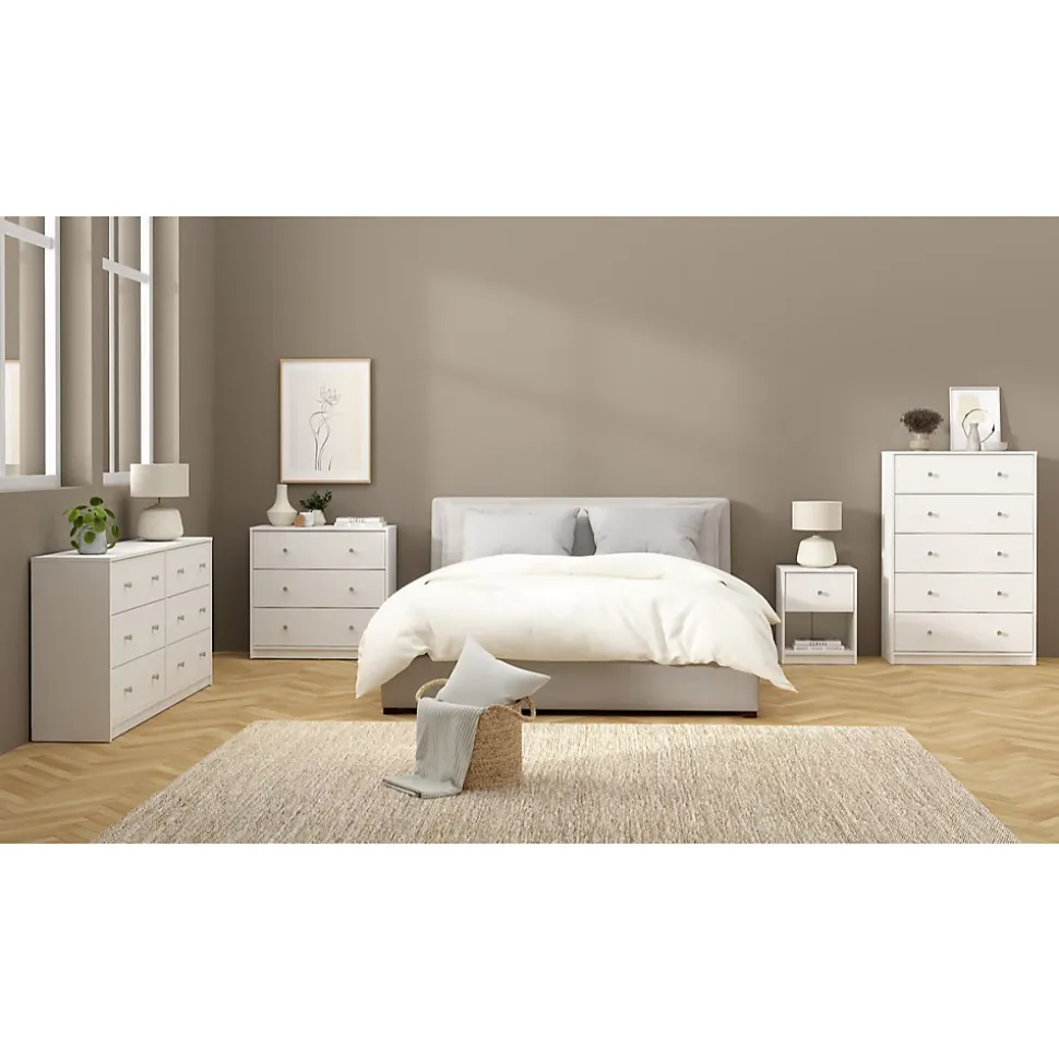 Commode 5 tiroirs blanc H108 cm - LISE