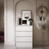 Commode 4 Tiroirs, Blanc Mat, 70 X 39 X 101 Cm