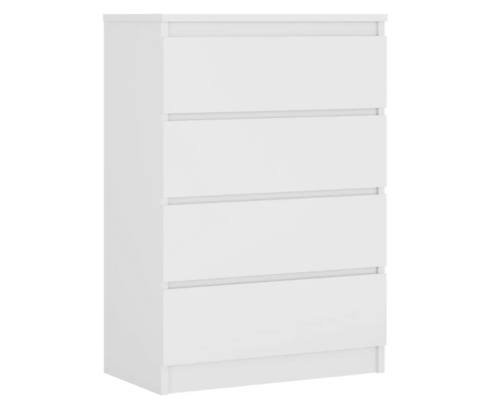 Commode 4 Tiroirs, Blanc Mat, 70 X 39 X 101 Cm