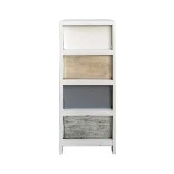 Commode 4 Tiroirs Bois Blanc Beige Gris Monté 79x30x24