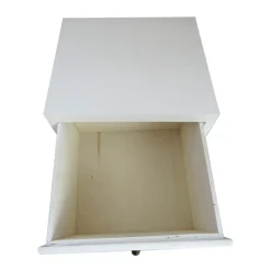 Commode 4 Tiroirs Bois Blanc Beige Gris Monté 79x30x24