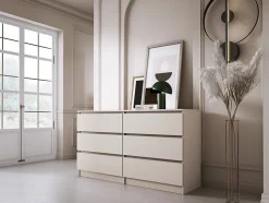 Commode 6 tiroirs, cachemire, 139 x 39 x 79 cm