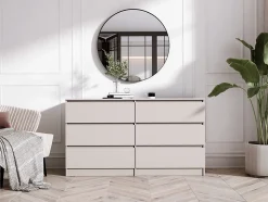 Commode 6 tiroirs, cachemire, 139 x 39 x 79 cm