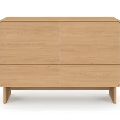 Commode 6 tiroirs CAPUCINE 110 cm façon hêtre design arrondi
