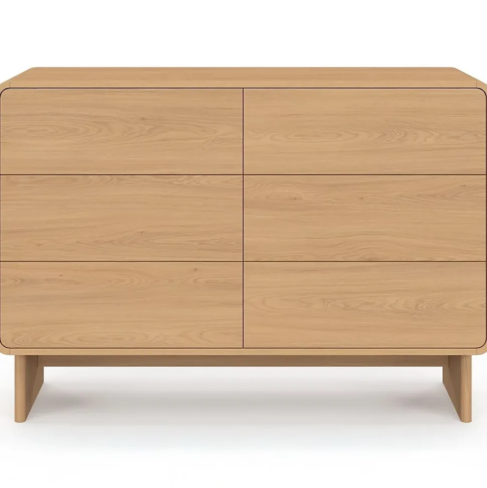 Commode 6 tiroirs CAPUCINE 110 cm façon hêtre design arrondi