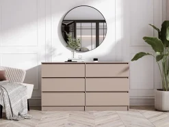 Commode 6 tiroirs, caramel, 139 x 39 x 79 cm