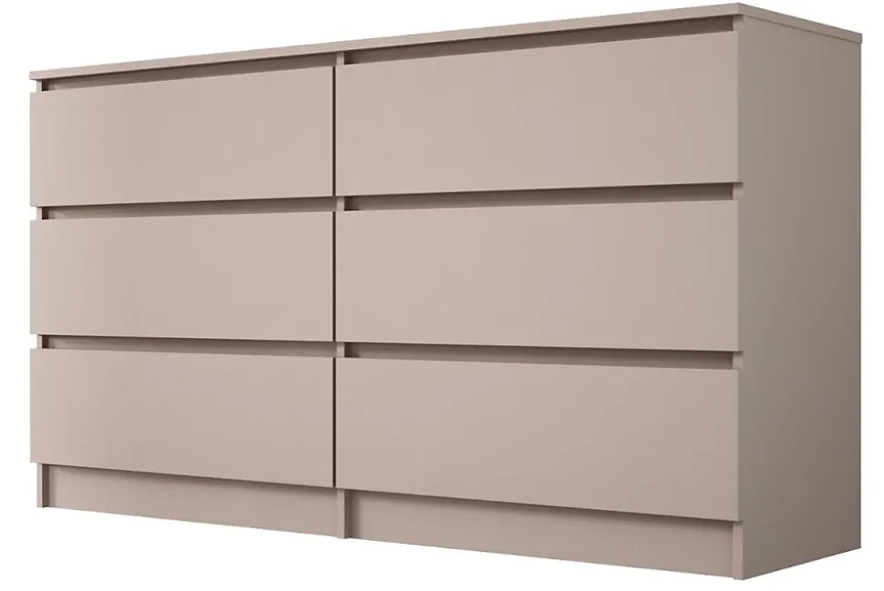 Commode 6 tiroirs, caramel, 139 x 39 x 79 cm