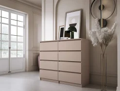 Commode 8 tiroirs, caramel, 120 x 39 x 101 cm